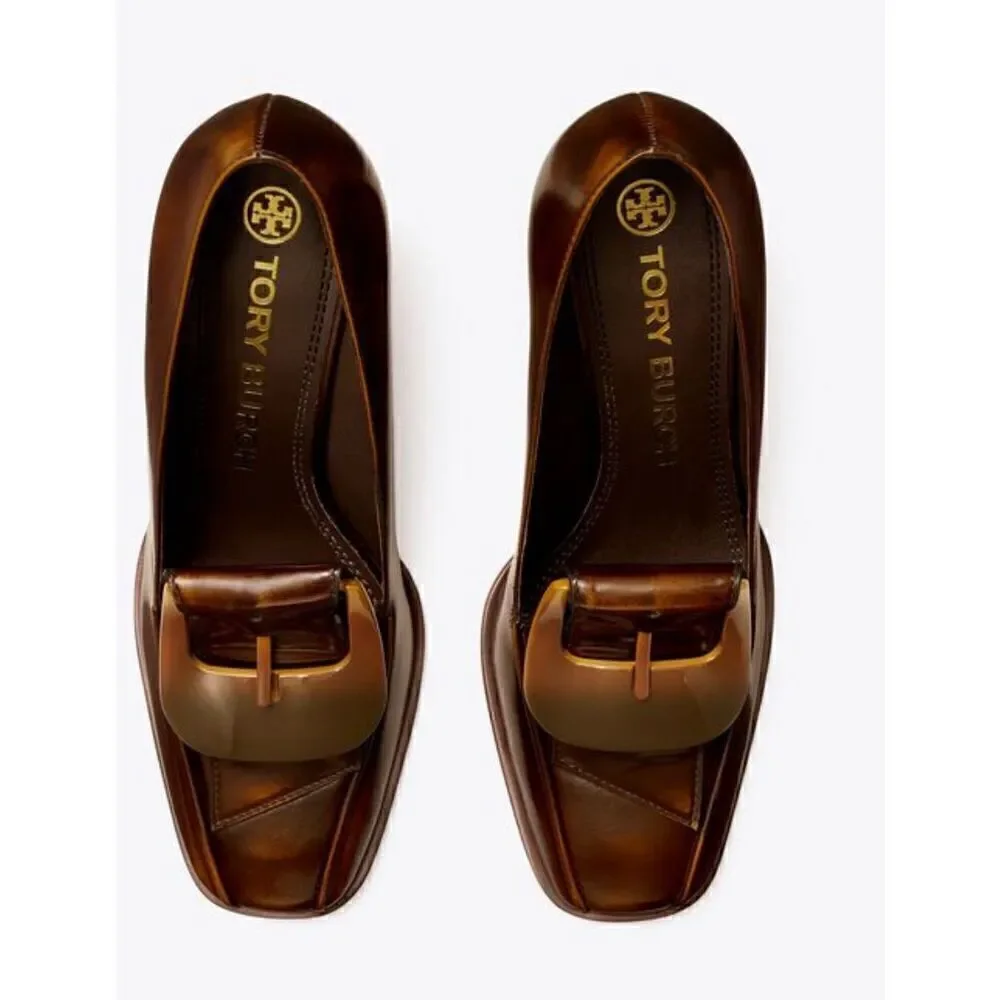 Tory Burch BUCKLE HEEL LOAFER in Brown NWOB Size 6 1/2